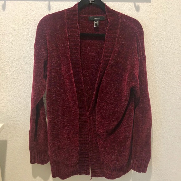 Soft Wool Red/Burgundy Cardigan M - Picture 1 of 2